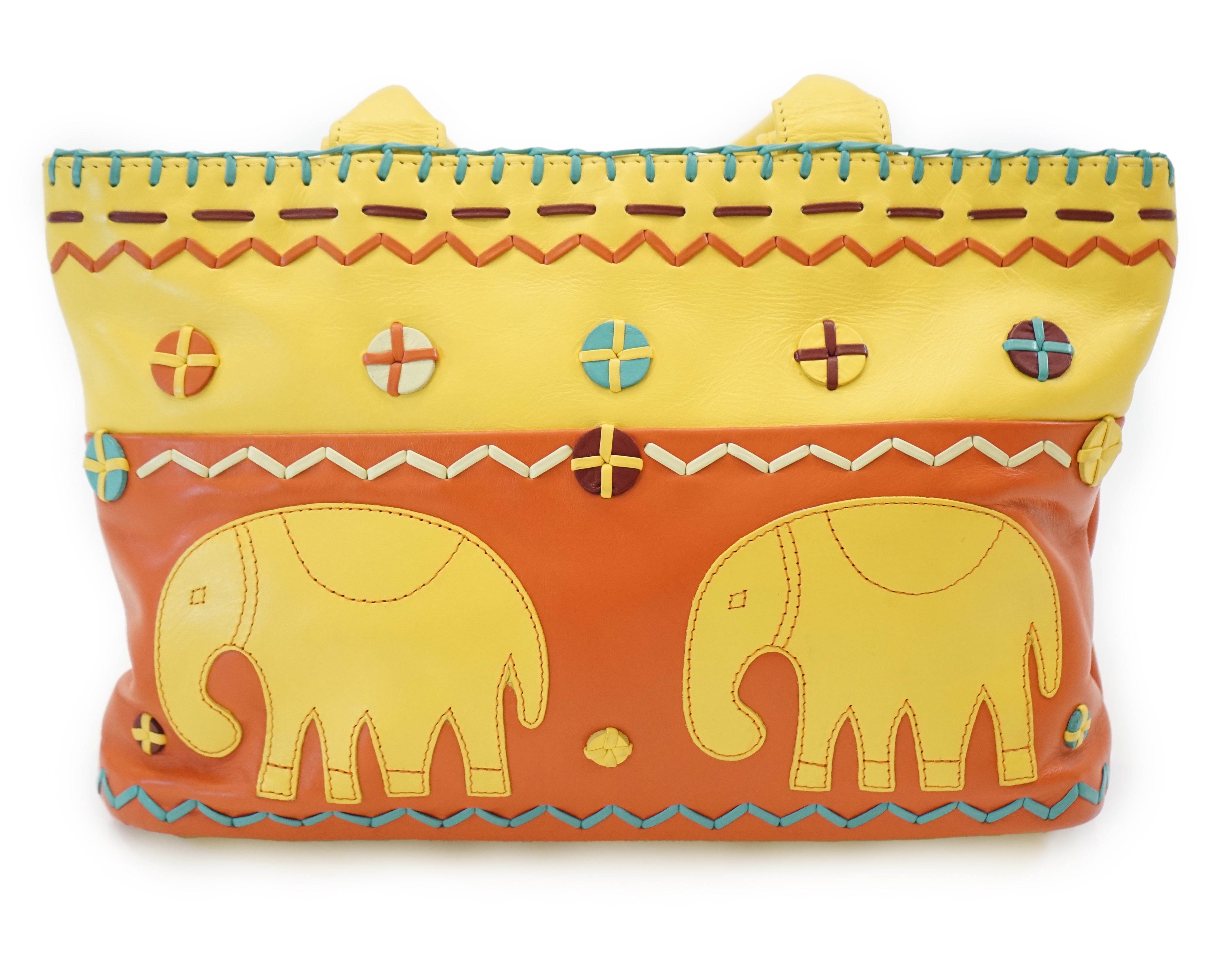 A Radley 'Ethnic Elephant' rare grab bag from 2004, width 27cm, depth 7cm, height 18.5cm